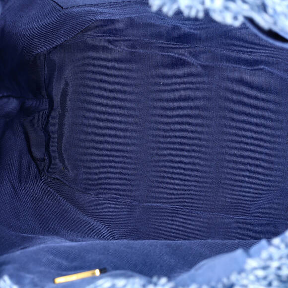 Chanel Medium Denim Mood Chain Bucket Bag Logo Printed Quilted Fringe Denim - Picture 5 of 5